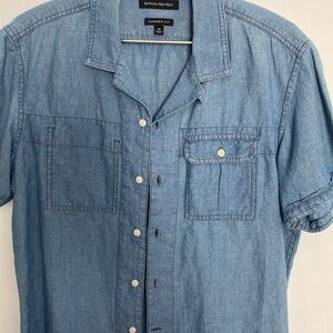 Men’s cotton linen Camden Fit Banana Republic short sleeve  M Great summer shirt
